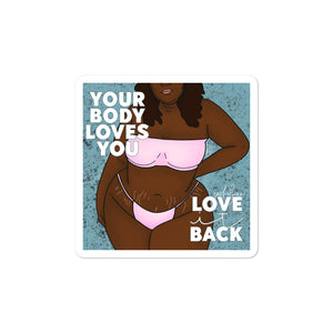 Open image in slideshow, Your Body Loves You Bubble-free stickers
